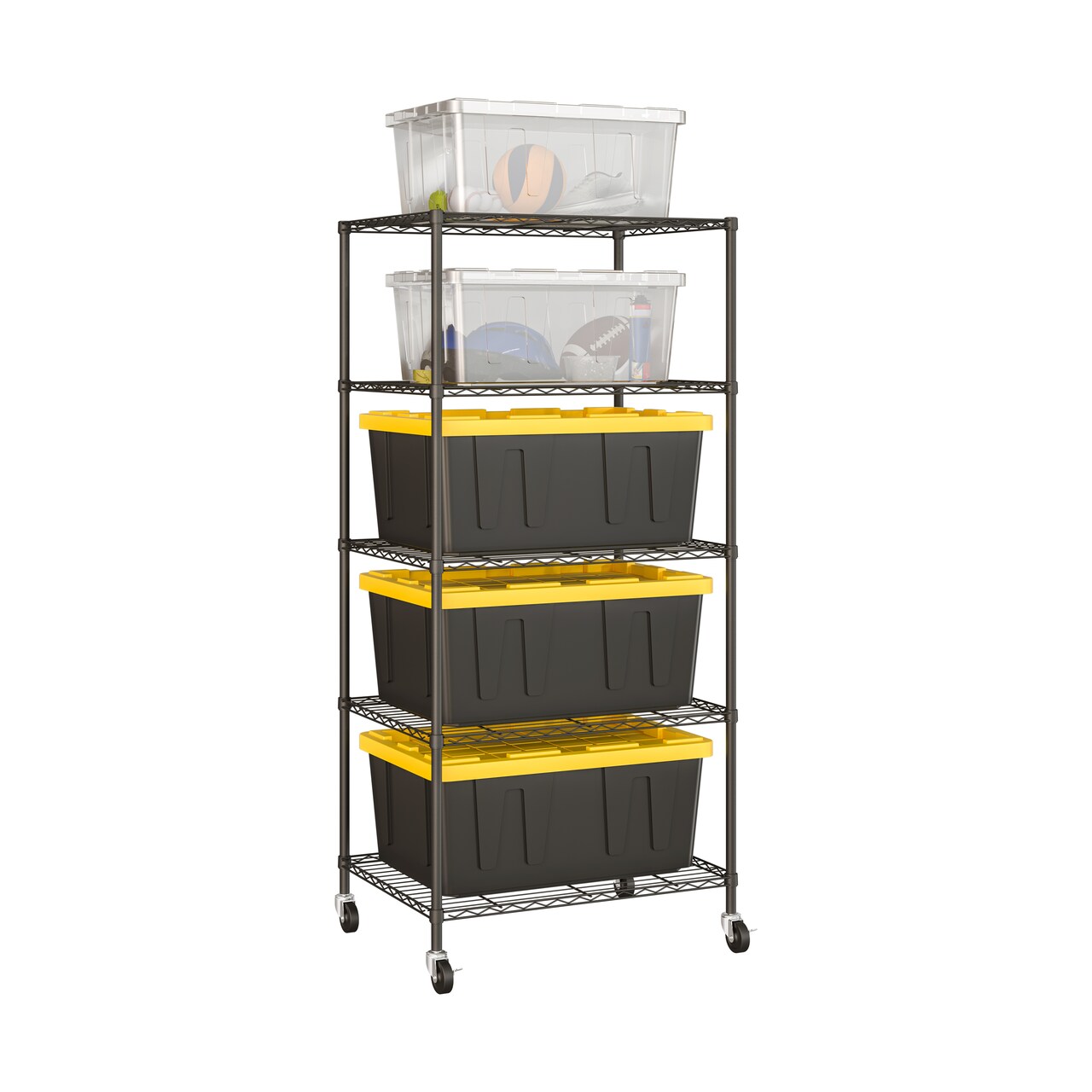 Seville Classics UltraDurable 5-Tier NSF-Certified Steel Tote Shelving